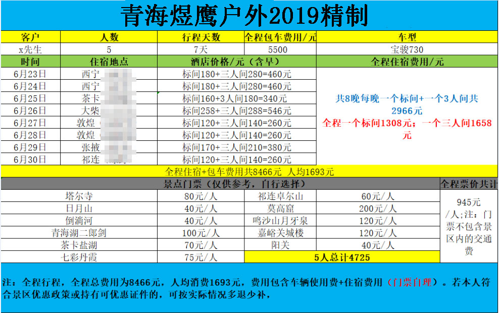 青海甘肃六日游多少钱
